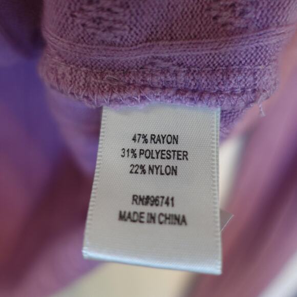 Y2K Cardigan Sweater Medium Purple Pastel Tie Front Crop Cottage Fairy Coquette - Picture 6 of 7